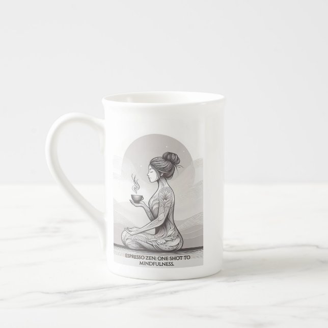 Caneca De Porcelana Meditação Espresso Zen Um Atirando Buda (Esquerda)
