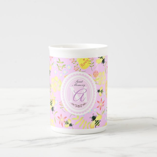 Caneca De Porcelana Mel Bee Rosa (Frente)