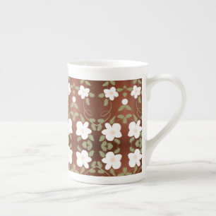 Caneca De Porcelana Mel Brown Flor China Café Mug