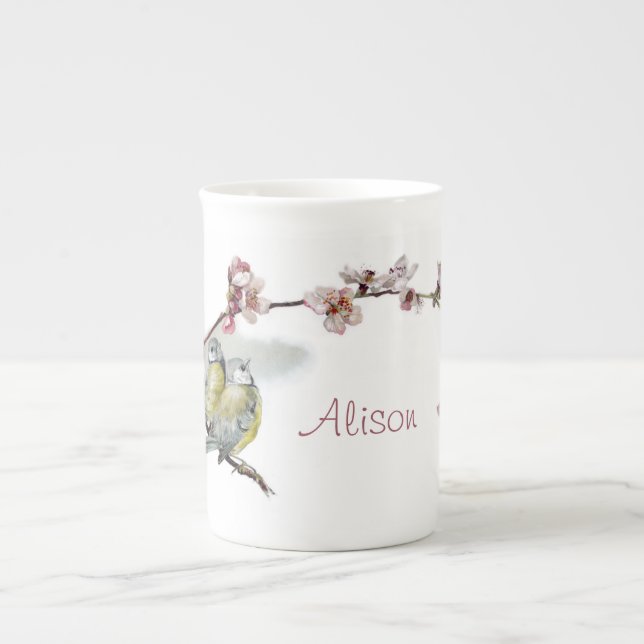 Caneca De Porcelana Melharucos azuis do vintage (Frente)