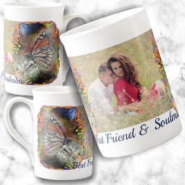 Caneca De Porcelana Melhor Amigo e Soulmates da Borboleta