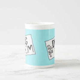 Caneca De Porcelana Melhor Cachorro Mamãe Pastel com textura azul