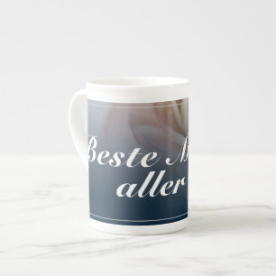 Caneca De Porcelana Melhor mãe de todos os tempos com grande rosa rosa