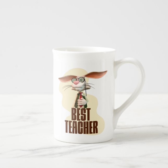 Caneca De Porcelana Melhor Professor Coelhozinho Humor de Sala de Aula (Direita)