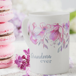 Caneca De Porcelana Melhor Vovó Excelente De Sempre - Flores De Aquare