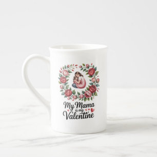 Caneca De Porcelana Minha Mamãe É Minha Ilustração de Coroa Floral no