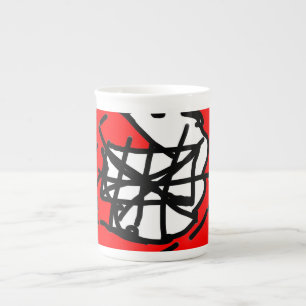 Caneca De Porcelana Minimalist Abstract Circular Expressionism in Red