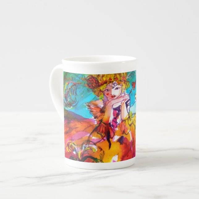 Caneca De Porcelana MIRANDOLINA/Máscaras de Carnaval Veneza (Frente Esquerda)