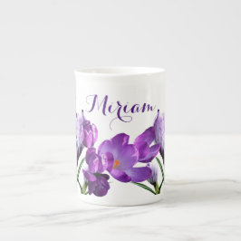 Caneca De Porcelana Míriam personalizável nome de moda roxa de flores