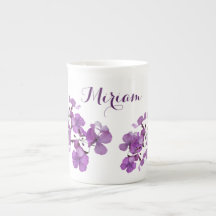 Míriam personalizável nome monograma floral roxa