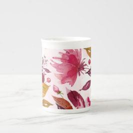 Caneca De Porcelana Mistura Floral Aquarela