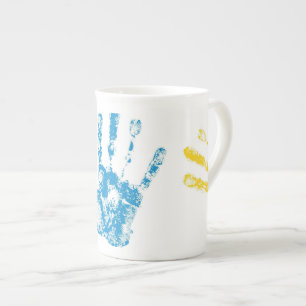 Caneca De Porcelana Miúdos Handprints na pintura