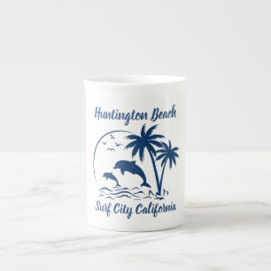 Caneca De Porcelana Modern Huntington Beach California Dark Blue