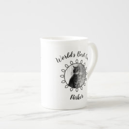 Caneca De Porcelana Moldura de círculo de fotos de gato e seu texto