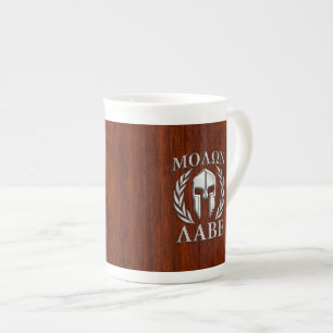 Caneca De Porcelana Molon Labe Spartan Warrior Laurels Wood Decor