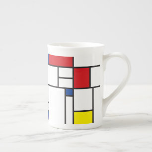 Caneca De Porcelana Mondrian Minimalist Geometric De Stijl Modern Art