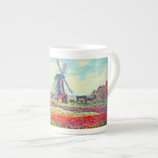 Caneca De Porcelana Monet Tulips Windmill (Frente Esquerda)