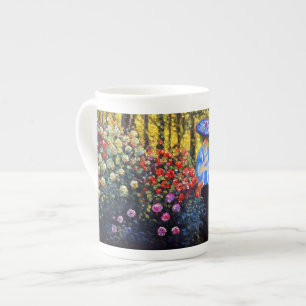 Caneca De Porcelana Monet Woman com Parasol no Jardim