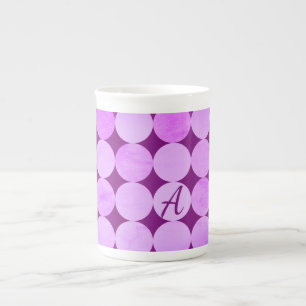 Caneca De Porcelana Monograma de círculos violeta, magenta púrpura e r
