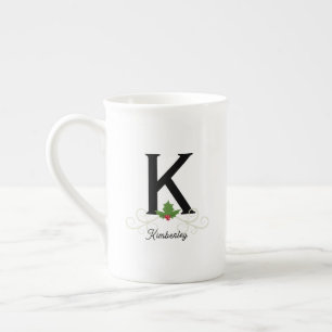 Caneca De Porcelana Monograma de Natal elegante - Mug China Ossada