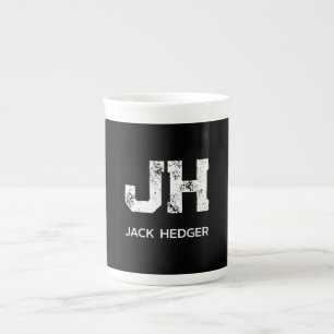 CANECA DE PORCELANA MONOGRAMA DE NOME DE DUAS LETRAS BRANCO MINIMALIST