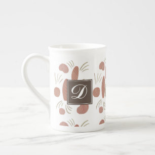 Caneca De Porcelana Monograma de Terracota Abstrato Boho Orgânico Natu
