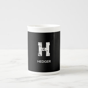 CANECA DE PORCELANA MONOGRAMA DE UMA LETRA MINIMALISTA BRANCO NOME PRE