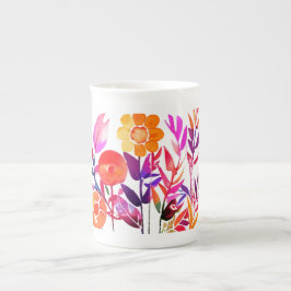 Caneca De Porcelana Monograma e nome Flores personalizadas