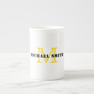 Caneca De Porcelana Monograma minimalista