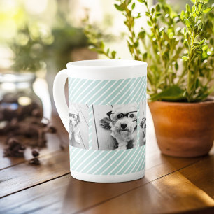 Caneca De Porcelana Monograma Personalizado de Colagem de Fotos de Min