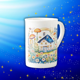 Caneca De Porcelana Monogramtagecore Casa com Cogumelos |