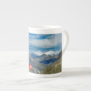 Caneca De Porcelana Montanhas de inverno na Suíça, viagem