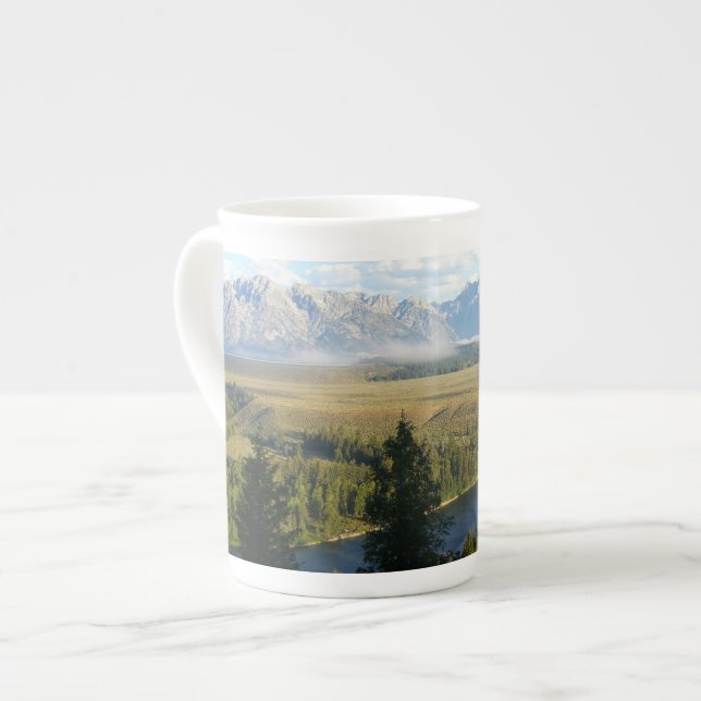 Caneca De Porcelana Montanhas Jackson Hole e Rio (Frente Esquerda)