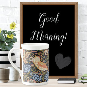 Caneca De Porcelana Morangos Folhagem Aves William Morris