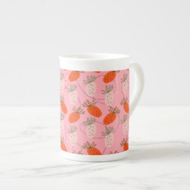 Caneca De Porcelana Morangos Morangos Cor-de-rosa-branca-Fruta-rabo-br