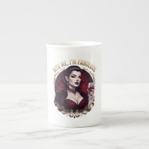 Caneca De Porcelana Morde-me Sou um Copo de Vinho Gótico de Vampiro Fa