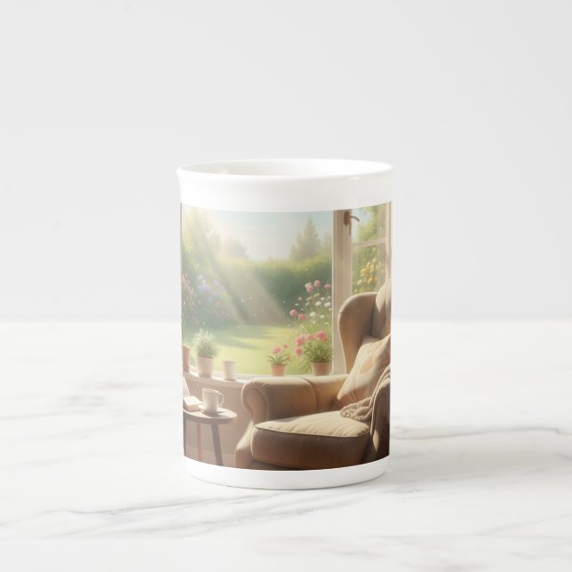 Caneca De Porcelana Morning Sunshine in the Living Room – Peaceful Tea (Frente)