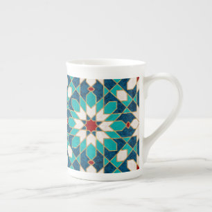Caneca De Porcelana Mosaico marmorense Marinho azul vermelho branco ve