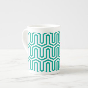Caneca De Porcelana Motif deco egípcio - turquesa branca