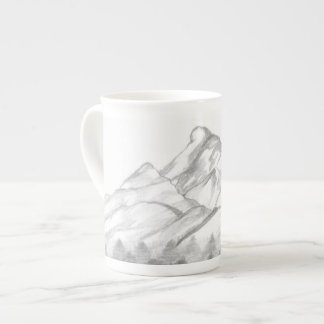 Caneca De Porcelana Mountains Sketched in Pencil on Latte Mug