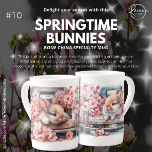 Caneca De Porcelana Mug da Especialidade Chinesa "Springtime Bunnies"
