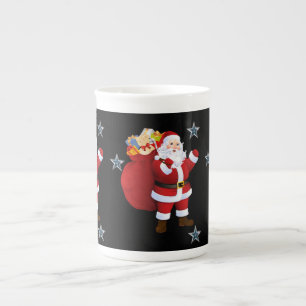 Caneca De Porcelana Mug Natal, Vintage, Papais noeis Felizes de Natal