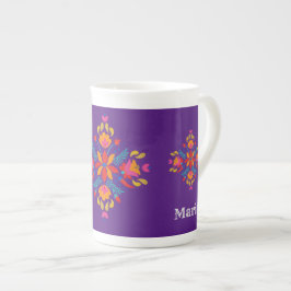 Caneca De Porcelana Mug tradicional mexicano de café com flor