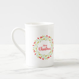 Caneca De Porcelana Multicolored Christmas Wreath