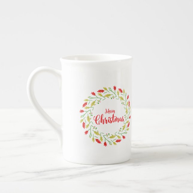 Caneca De Porcelana Multicolored Christmas Wreath (Esquerda)
