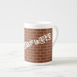 Caneca De Porcelana Muro de tijolos com texto personalizado