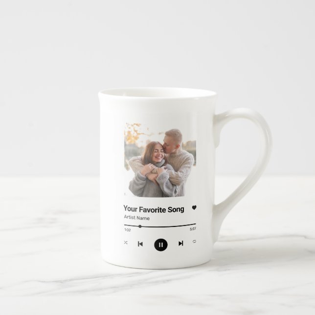Caneca De Porcelana Música Personalizada Música Favorita Uma Foto Café (Direita)