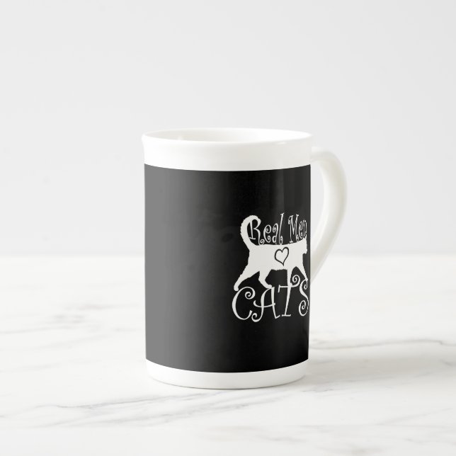 Caneca De Porcelana Na moda Real Men Love Cats (Frente Esquerda)