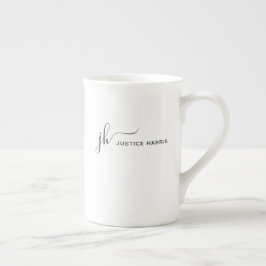 Caneca De Porcelana Na moda Script Monograma Moderno Simples Personali