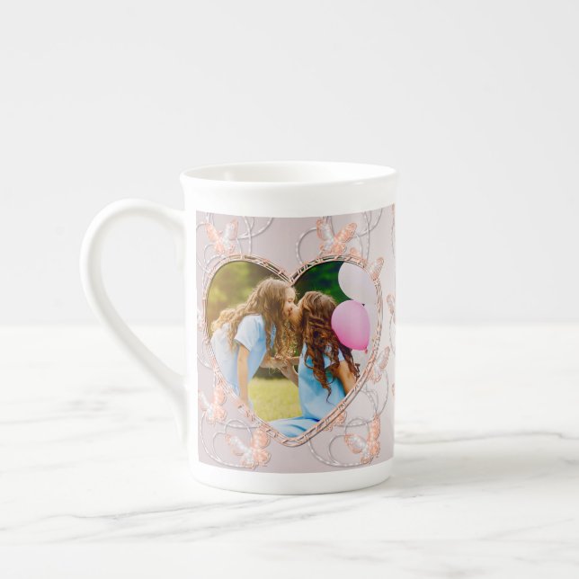 Caneca De Porcelana Namorada da família de fotos personalizada (Esquerda)